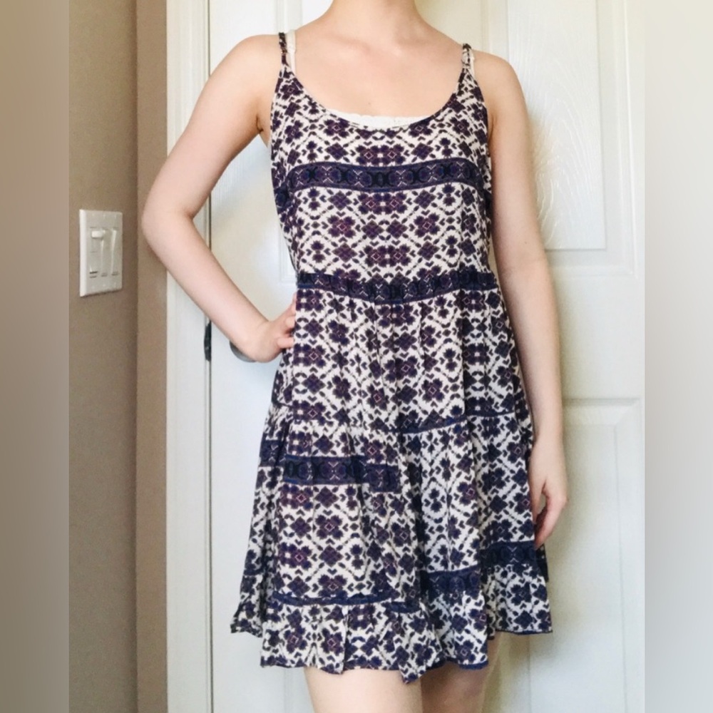 Brandy Melville Boho Floral Blue Sundress